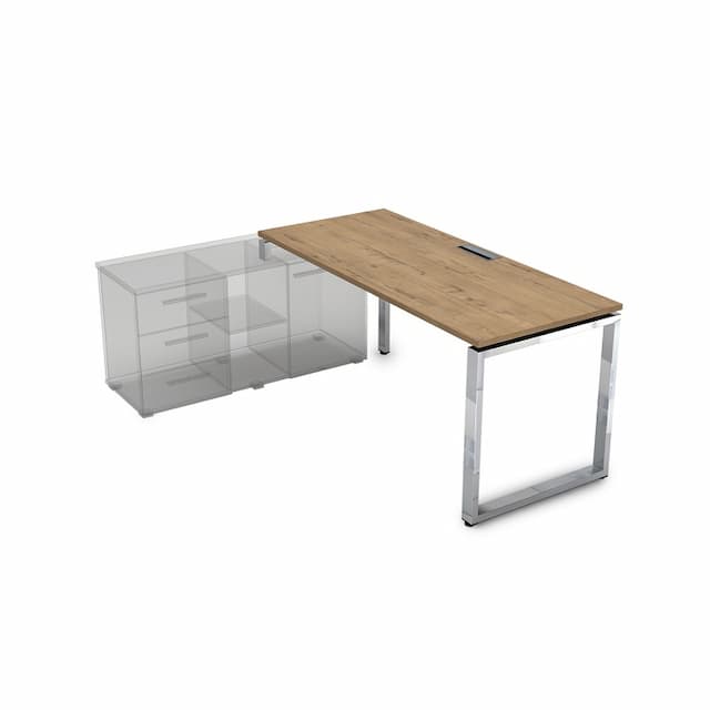 Стол рабочий, прямолинейный, левый АЛСАВ Gloss line НСТЛ-О.974 teakwood/металл глянец