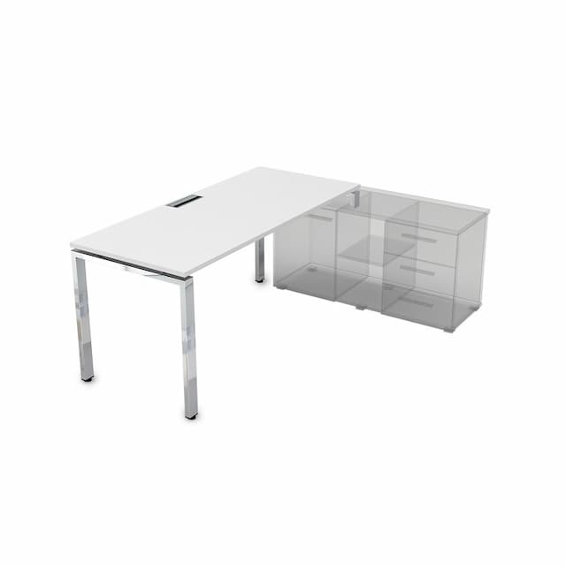 Стол рабочий, прямолинейный, правый АЛСАВ Gloss line НСТП-П.974 белый премиум/металл глянец