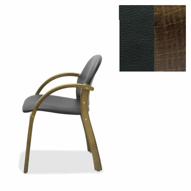 Офисный стул Юнитекс Джуно экокожа премиум черная CN1114/дерево-тёмный орех аида